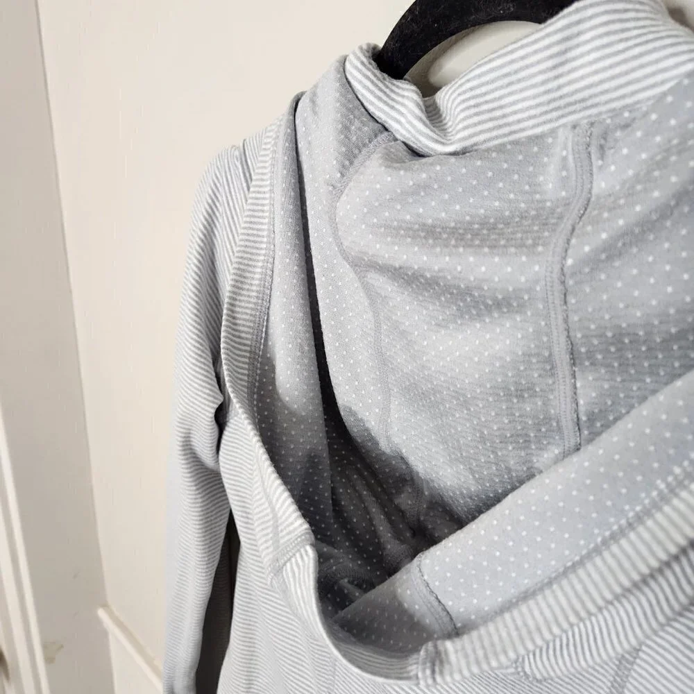 ATHLETA Grey Stripe Heavenly Hail Zip Jacket